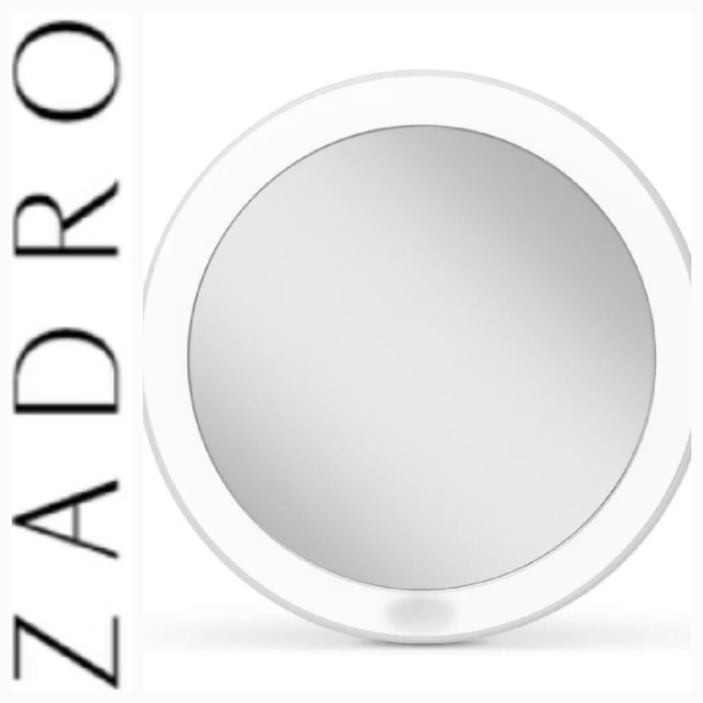 Zadro Rechargeable Compact LED Mirror w/Carrying Pouch- Grey